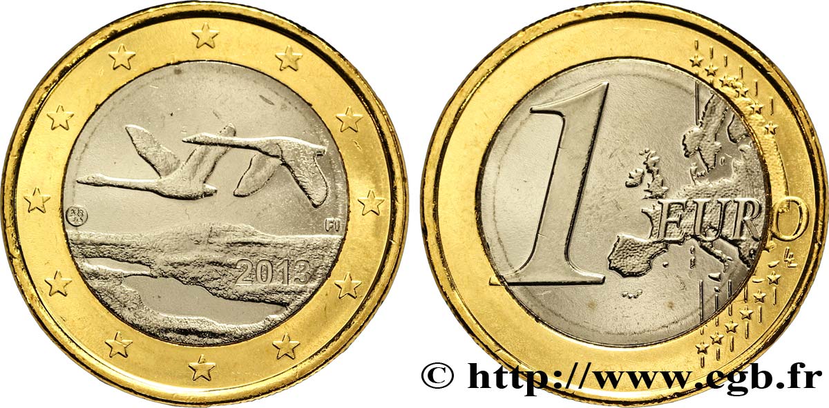 FINLANDIA 1 Euro CYGNES 2013 MS63