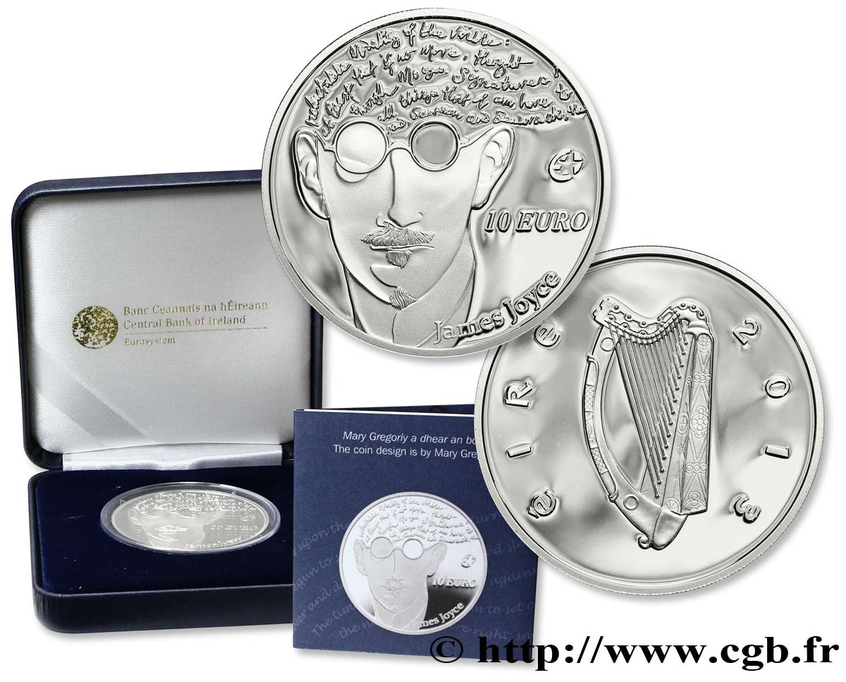 IRLANDE Belle Épreuve 10 Euro JAMES JOYCE 2013 BE