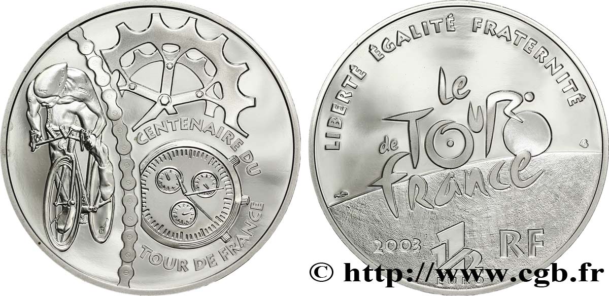 FRANCE Belle Épreuve 1 Euro 1/2 COURSE CONTRE LA MONTRE 2003 BE