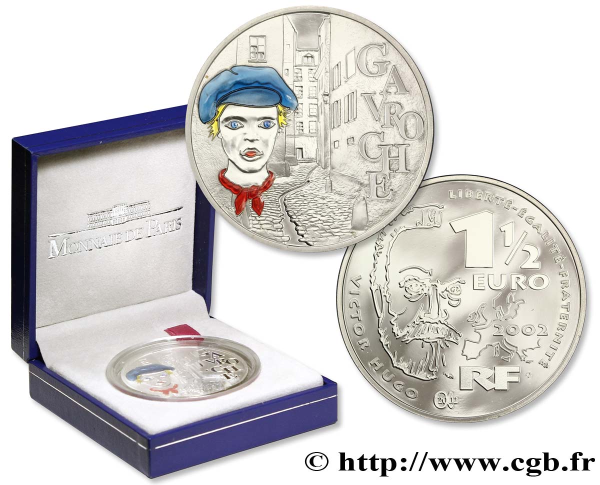 FRANCE Belle Épreuve 1 Euro 1/2 GAVROCHE des MISÉRABLES 2002 BE