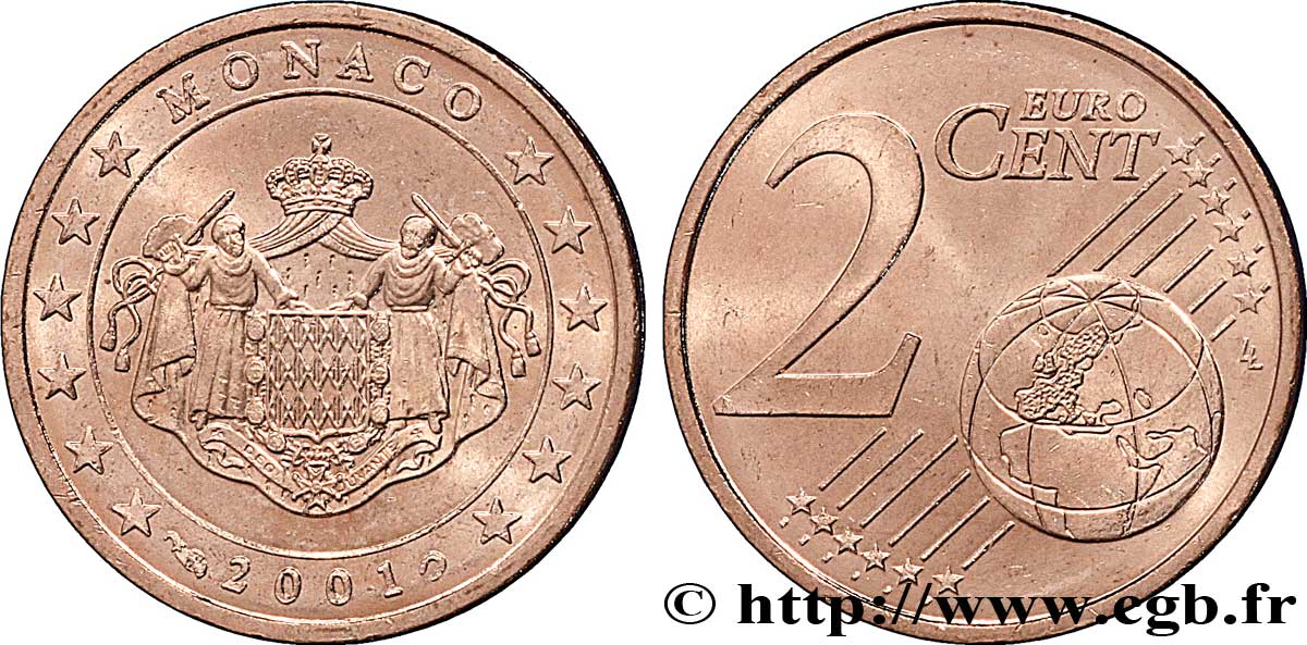 MONACO 2 Cent ARMOIRIES 2001 SPL63