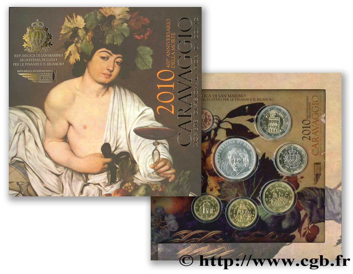 RÉPUBLIQUE DE SAINT- MARIN SÉRIE Euro BRILLANT UNIVERSEL - 400ème ANNIVERSAIRE DE LA MORT DE CARAVAGE 2010 BU