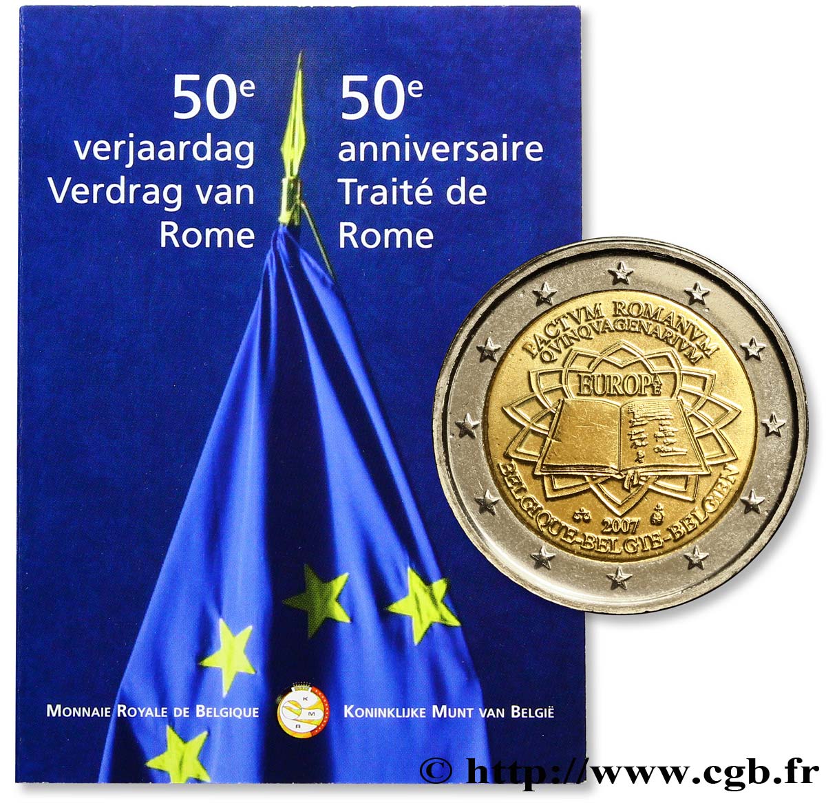 BELGIQUE Coin-Card 2 Euro CINQUANTENAIRE DU TRAITÉ DE ROME 2007 FDC