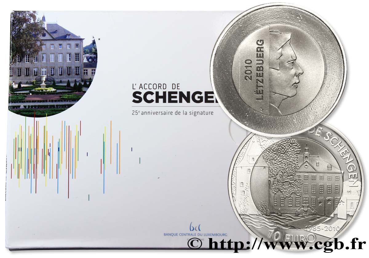 LUXEMBOURG 10 Euro ACCORD DE SCHENGEN 2010 BE