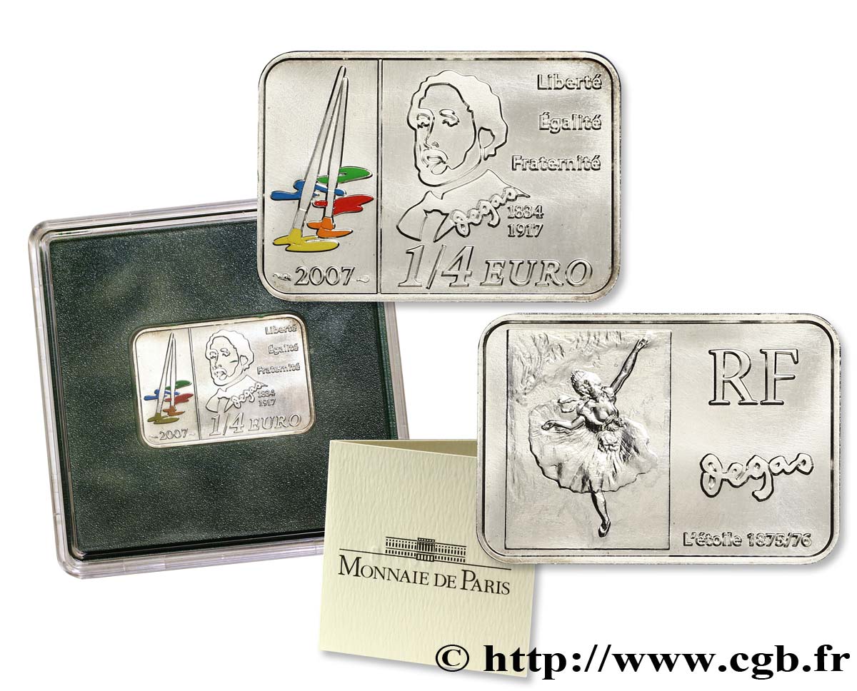 FRANCIA 1/4 Euro DEGAS (rectangle 30 x 21 mm) 2007 BU