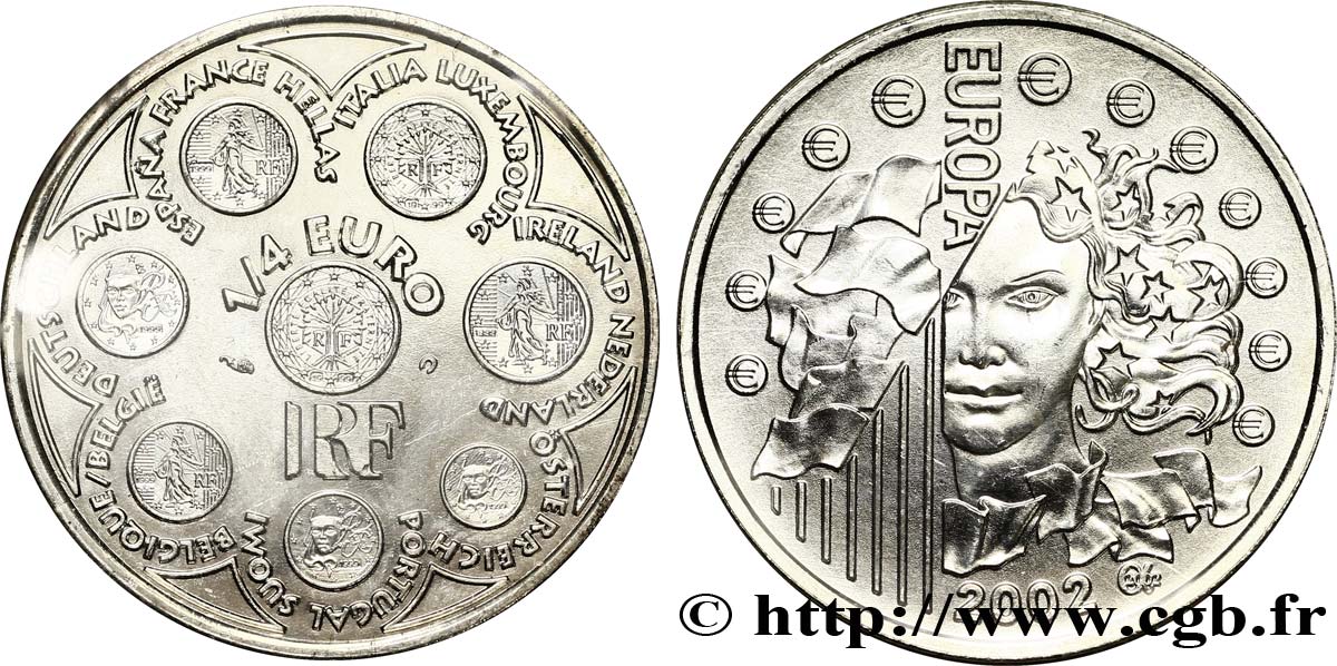 FRANCE 1/4 Euro L’EUROPA 2002 BU