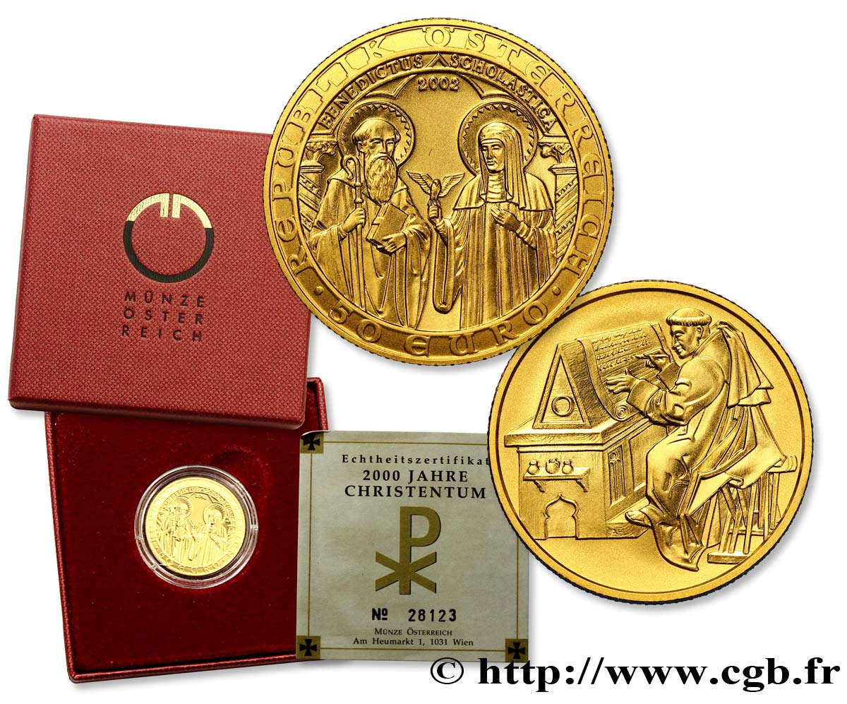 AUSTRIA 50 Euro LES ORDRES MONASTIQUES 2002 Brilliant Uncirculated