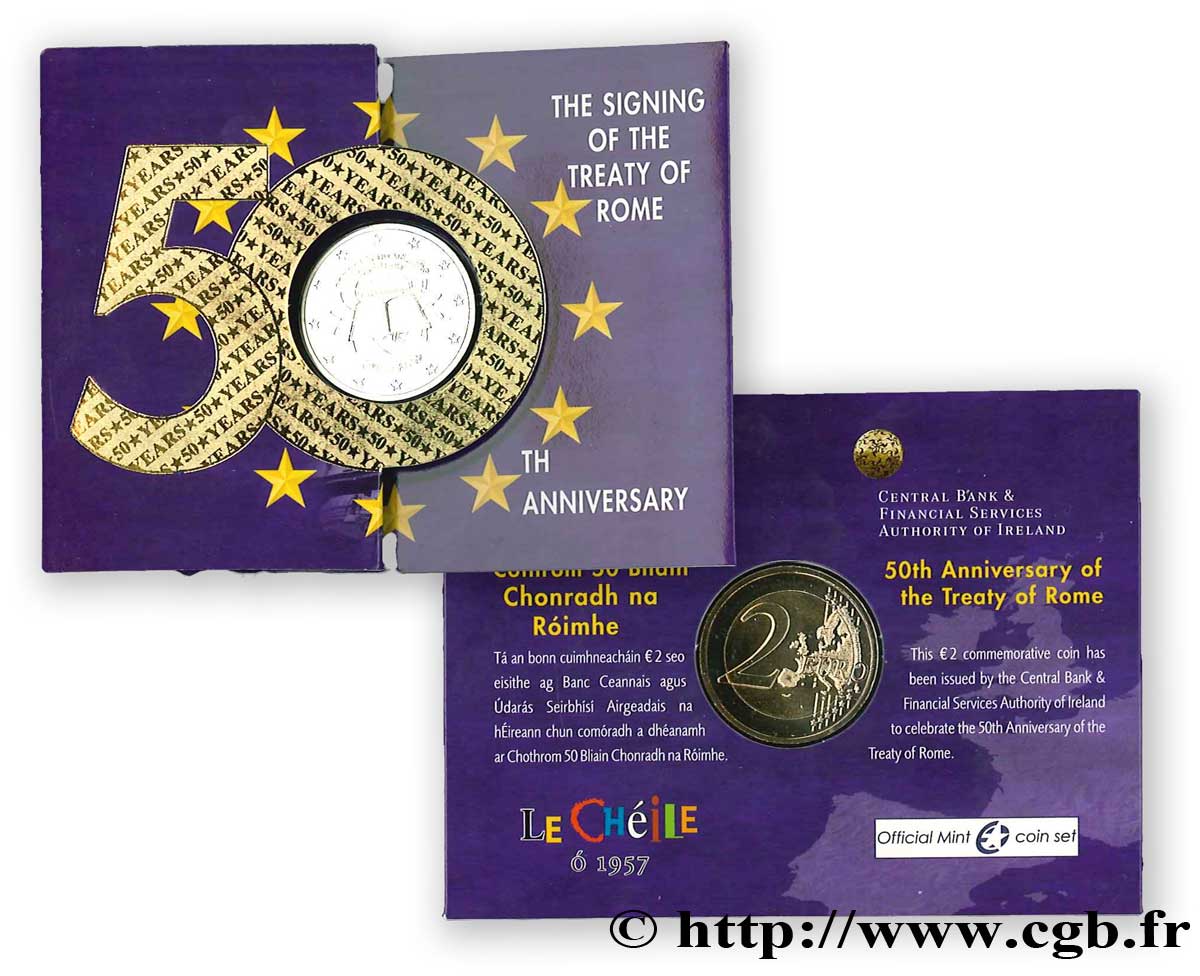 IRELAND REPUBLIC Blister 2 Euro CINQUANTENAIRE DU TRAITÉ DE ROME 2007 Brilliant Uncirculated