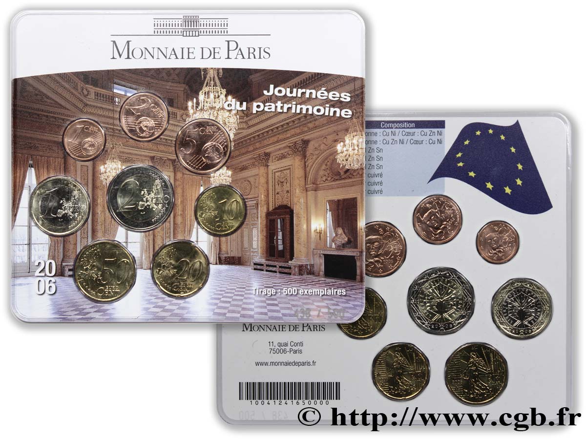 FRANKREICH SÉRIE Euro BRILLANT UNIVERSEL - Journées du Patrimoine 2006