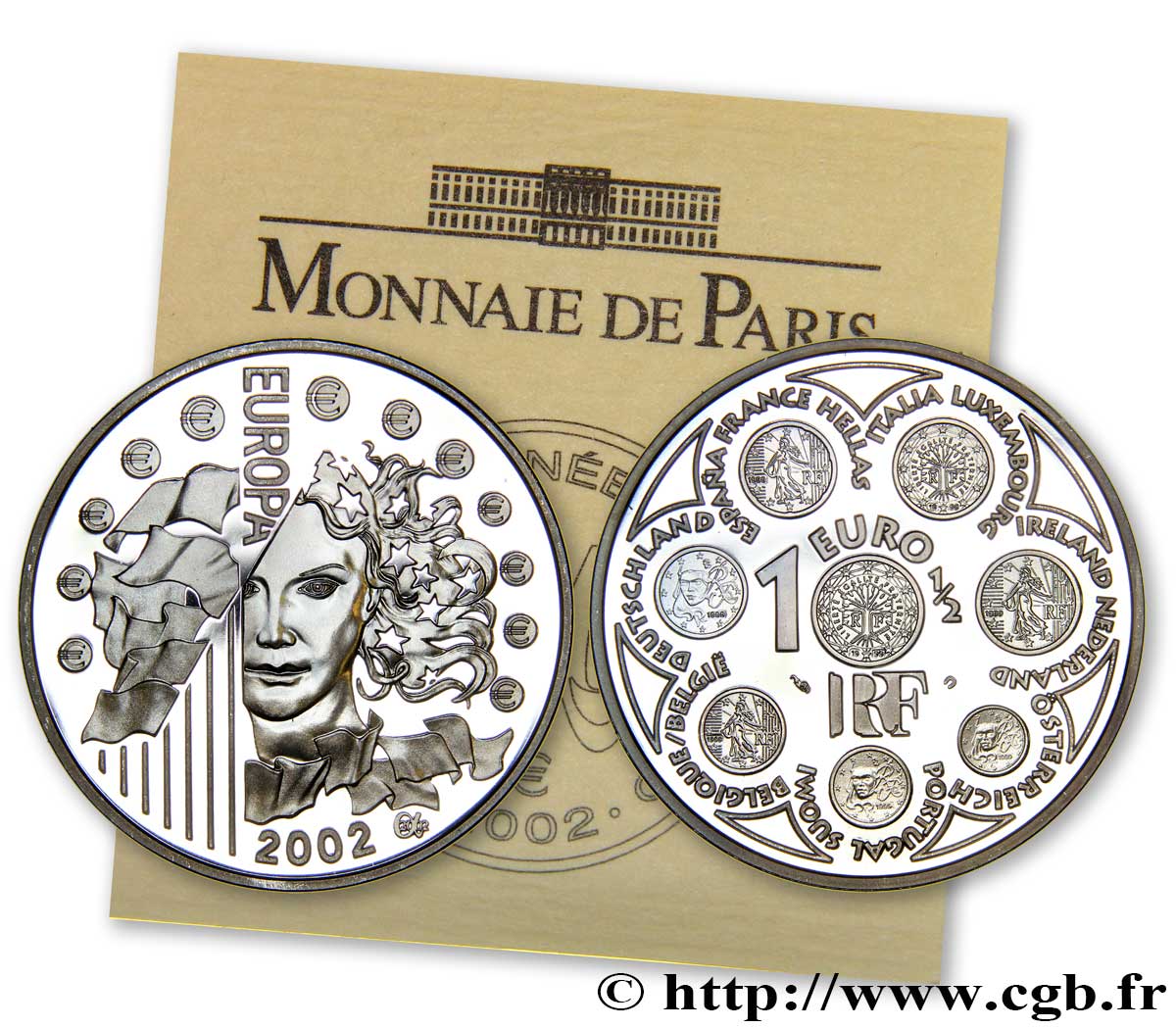FRANCIA Belle Épreuve 1 Euro 1/2 L’EUROPA  2002 BE