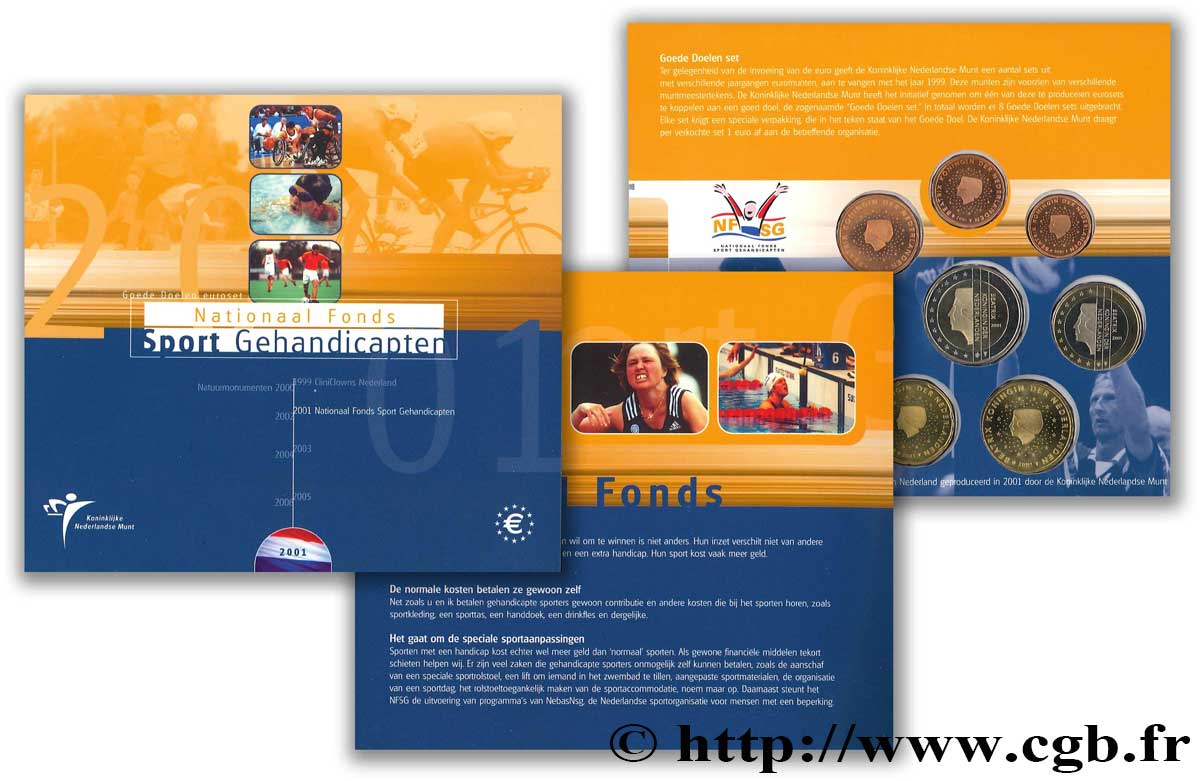 NETHERLANDS SÉRIE Euro BRILLANT UNIVERSEL - Handisport 2001 Brilliant Uncirculated