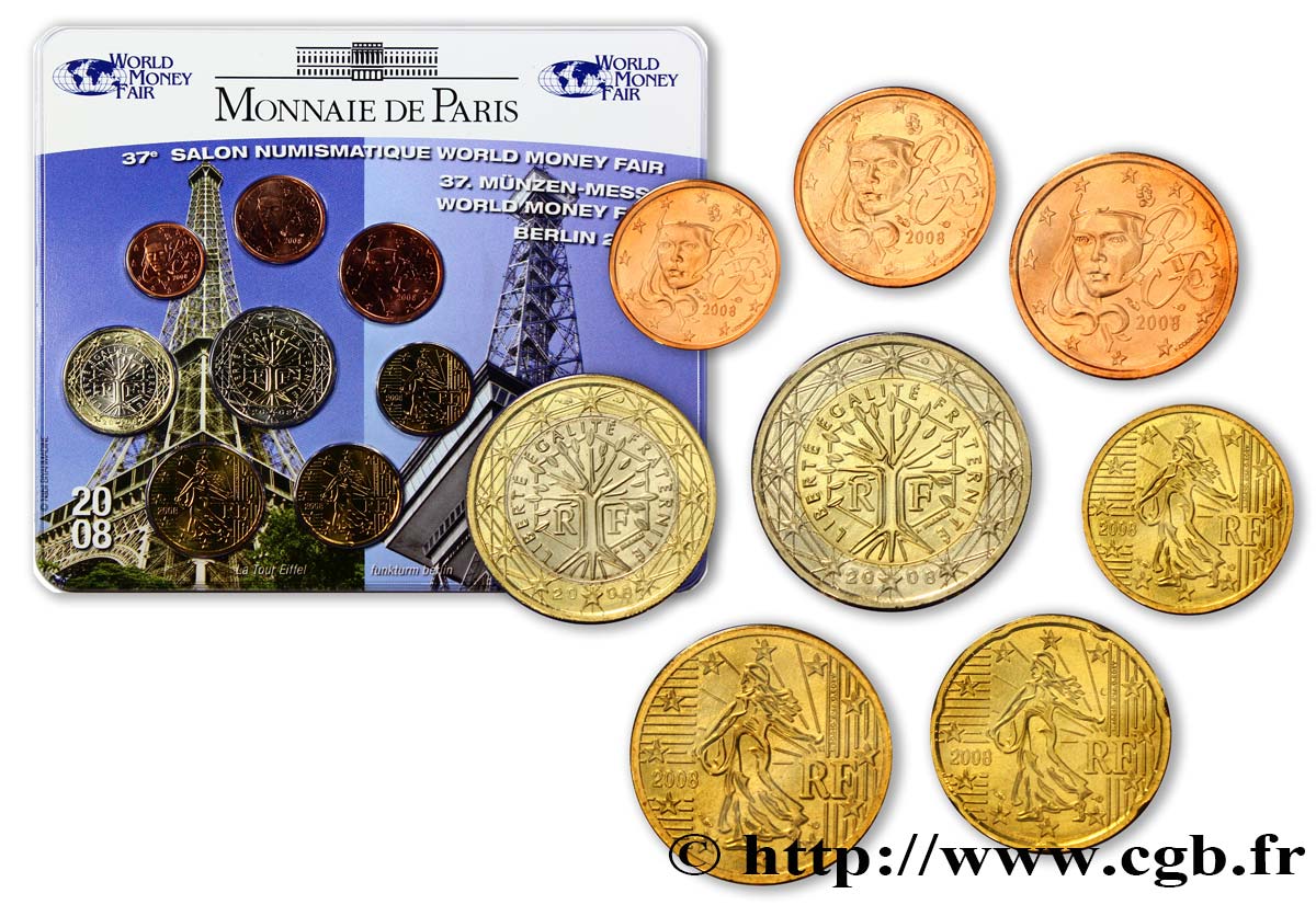 FRANCE SÉRIE Euro BRILLANT UNIVERSEL - Salon de Berlin - World Money Fair 2008 Brilliant Uncirculated