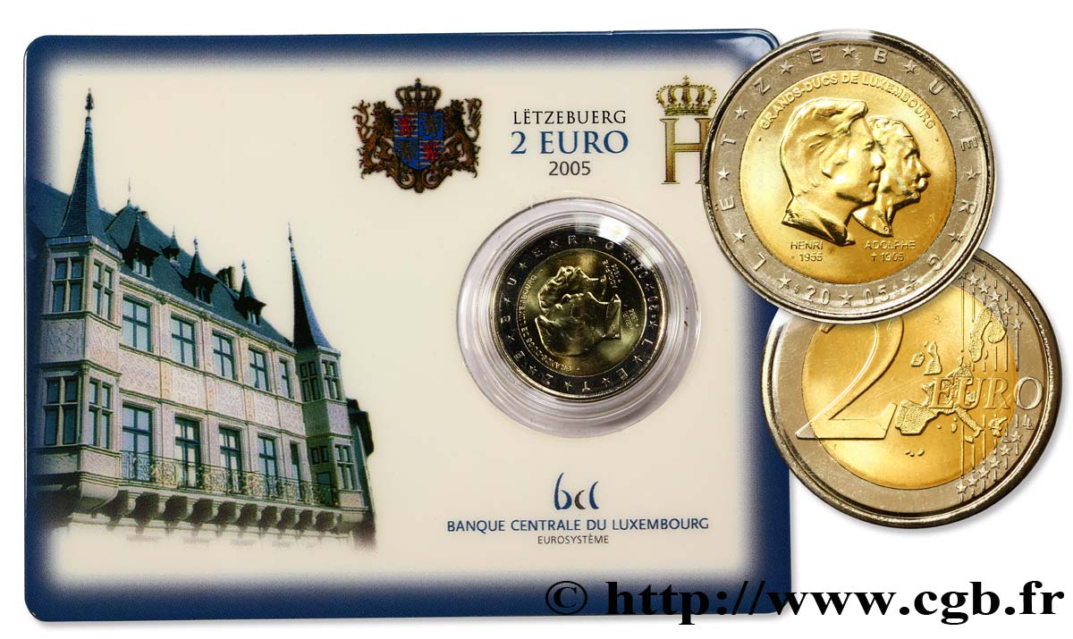 LUXEMBOURG Coin-Card 2 Euro GRANDS DUCS HENRI ET ADOLPHE 2005 BU