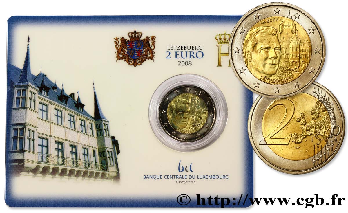 LUXEMBOURG Coin-Card 2 Euro CHÂTEAU DE BERG 2008 BU