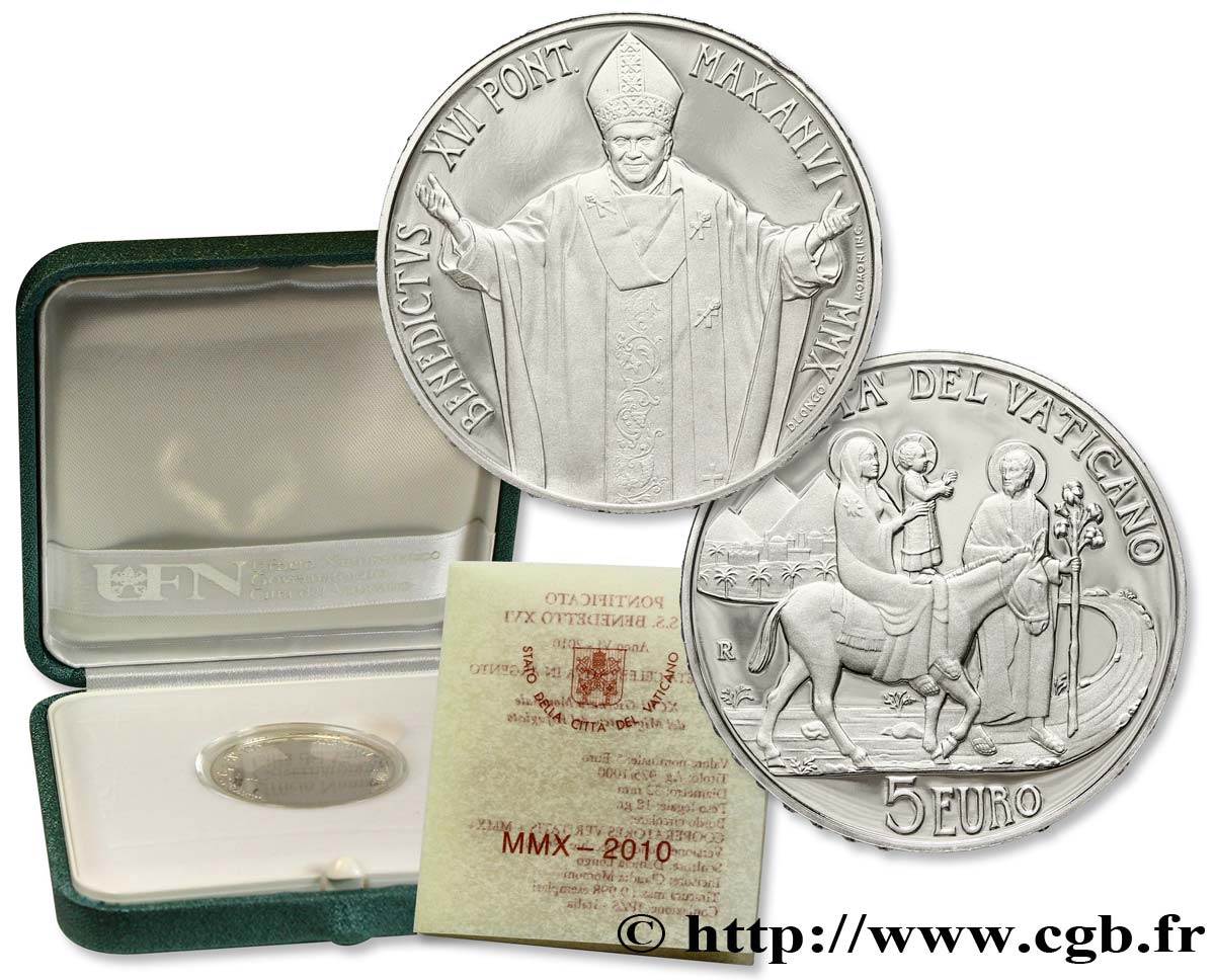 VATICAN Belle Épreuve 5 Euro 96ème JOURNÉE MONDIALE DU MIGRANT ET DU RÉFUGIÉ 2010 BE