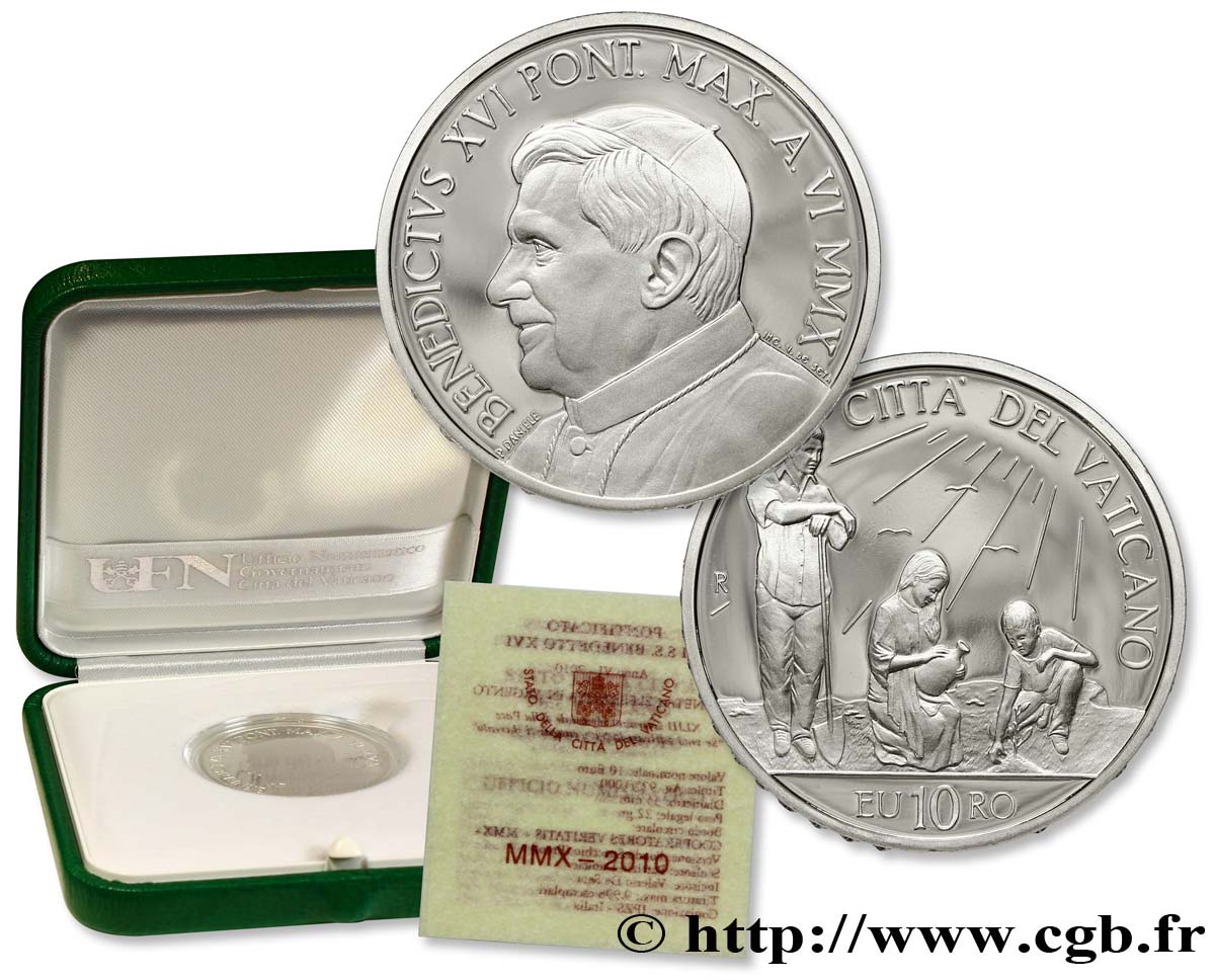 VATICAN Belle Épreuve 10 Euro 43ème JOURNÉE MONDIALE DE LA PAIX 2010 BE