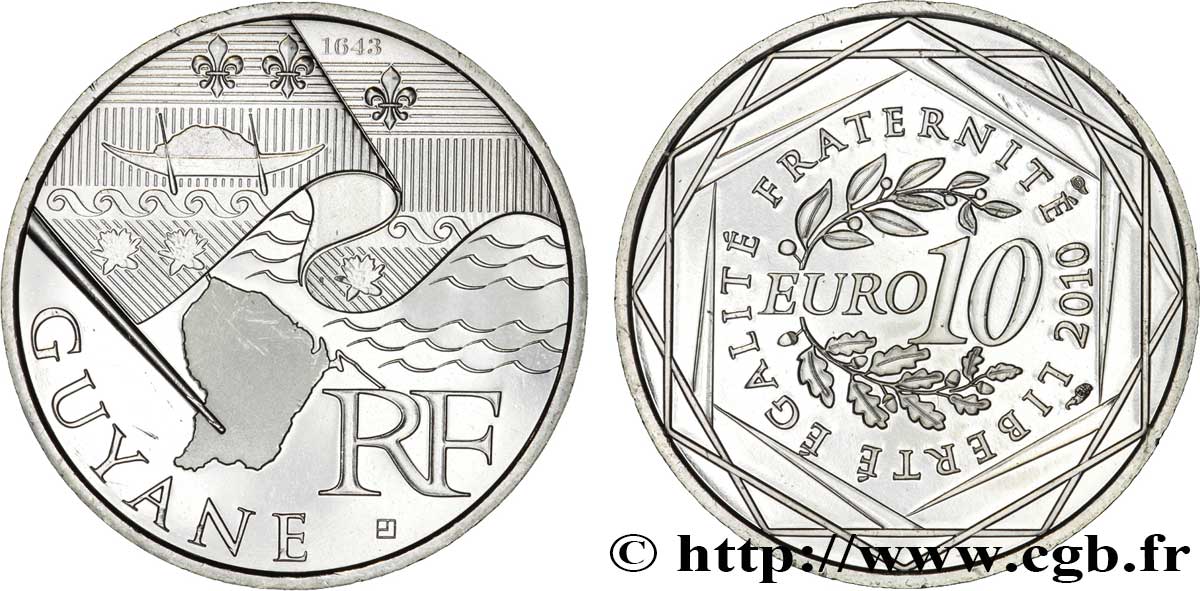 FRANCIA 10 Euro des RÉGIONS - GUYANE 2010 MS63
