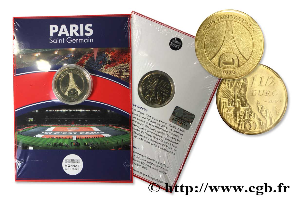 FRANCE Blister BU 1 Euro 1/2 PARIS SAINT-GERMAIN 2012 BU