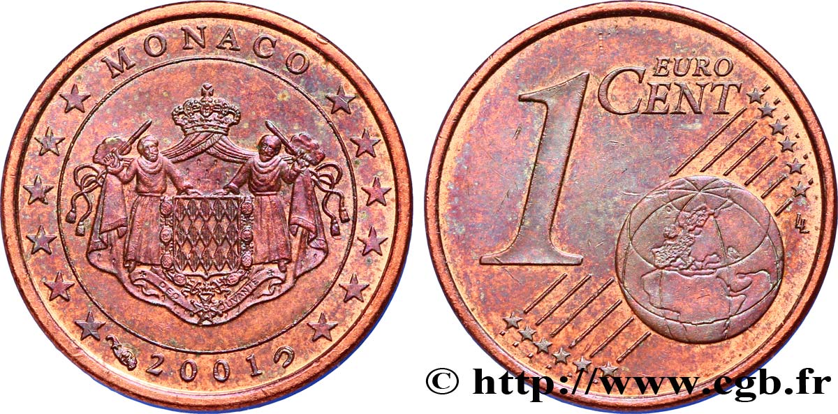 MONACO 1 Cent ARMOIRIES 2001 MS63