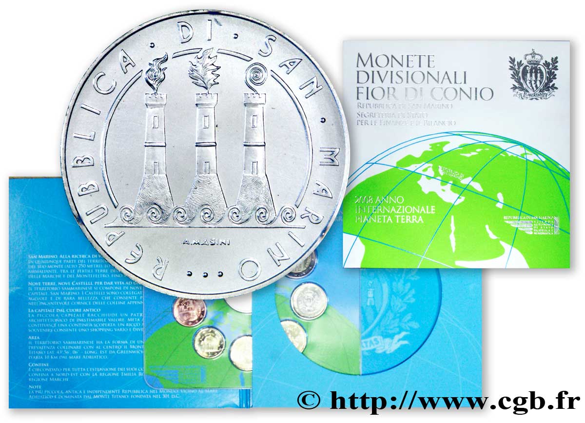 SAN MARINO SÉRIE Euro BRILLANT UNIVERSEL - 2008 ANNÉE INTERNATIONALE DE LA PLANÈTE TERRE 2008 Brilliant Uncirculated