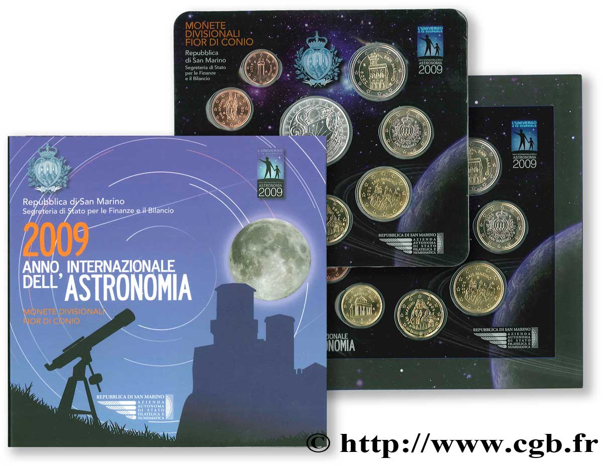 SAN MARINO SÉRIE Euro BRILLANT UNIVERSEL - 2009 ANNÉE INTERNATIONALE DE L’ASTRONOMIE 2009 Brilliant Uncirculated