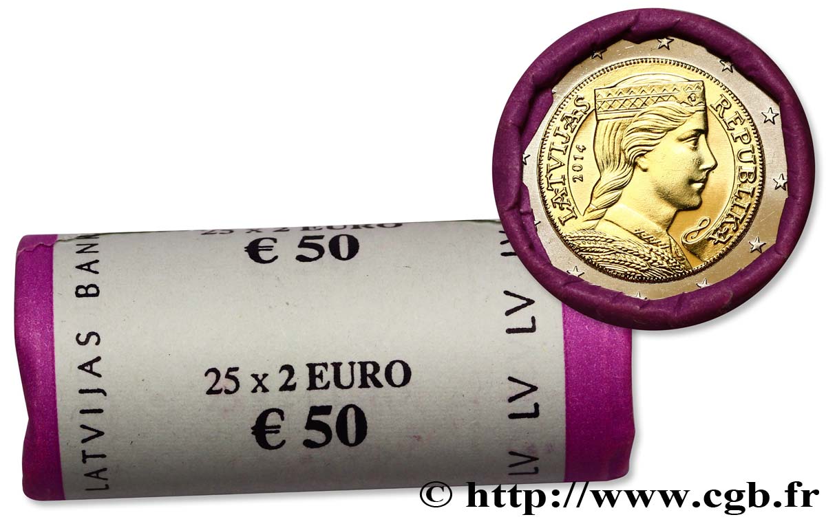LATVIA Rouleau 2 Euro MILDA 2014 MS63