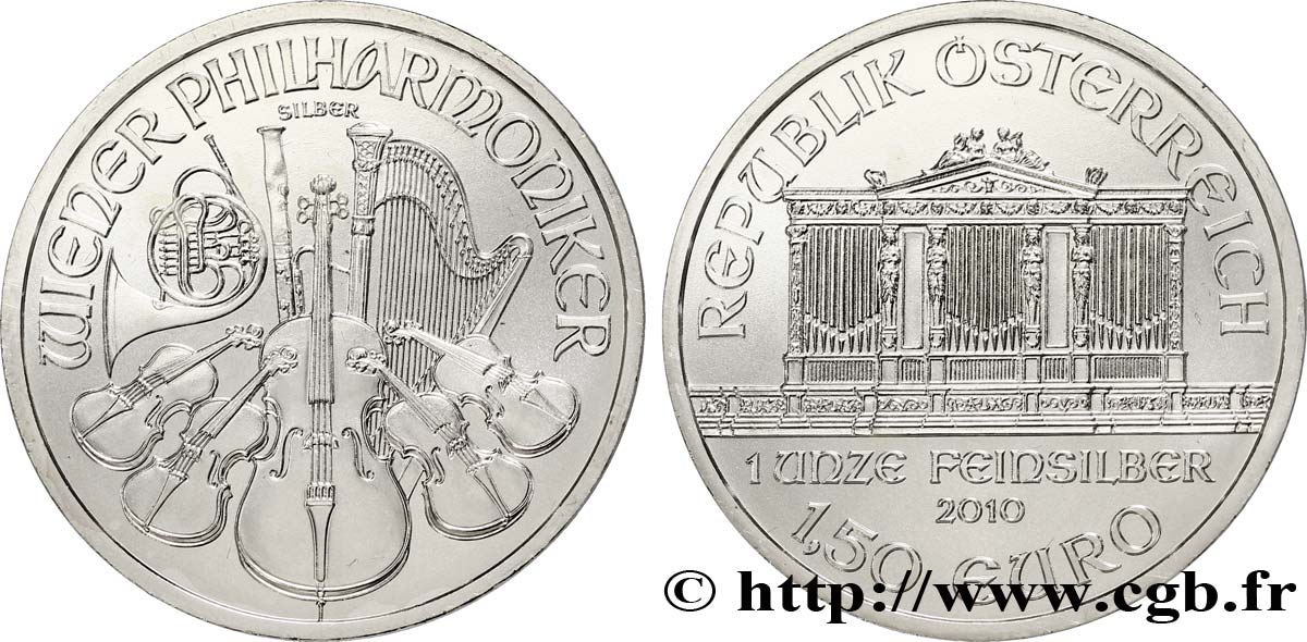 AUSTRIA 1,50 Euro LE PHILARMONIQUE DE VIENNE 2010 MS