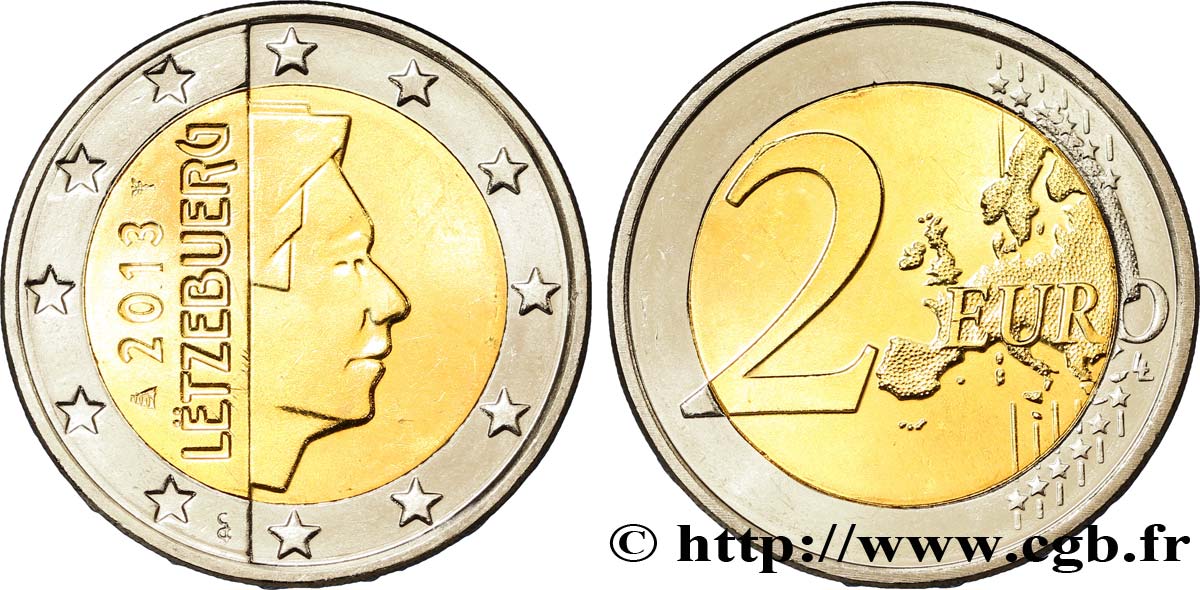 LUXEMBOURG 2 Euro GRAND DUC HENRI 2013 MS63