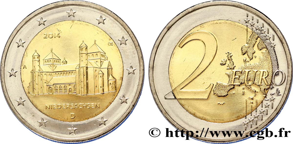 GERMANIA 2 Euro BASSE-SAXE - EGLISE SAINT-MICHEL D HILDESHEIM - Berlin A 2014 MS63