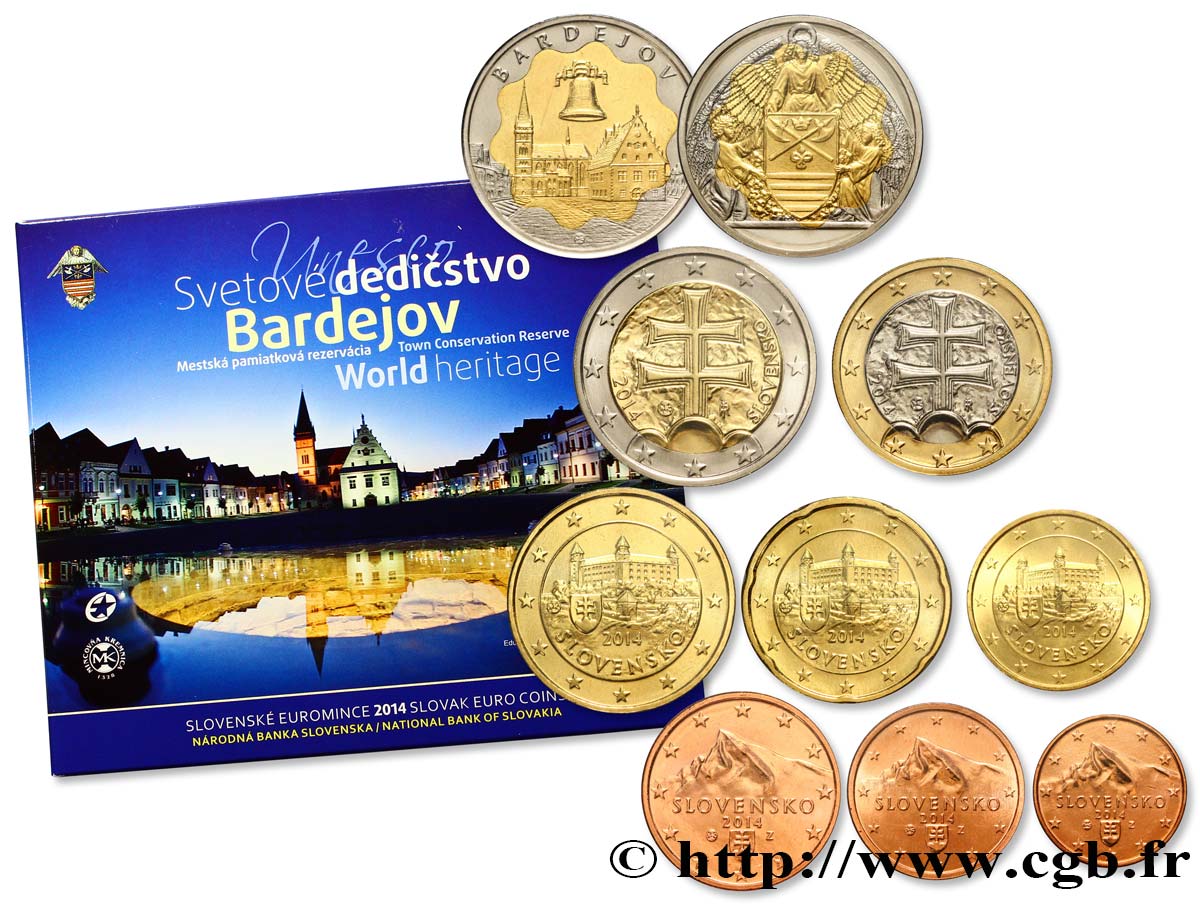 SLOVAQUIE SÉRIE Euro BRILLANT UNIVERSEL - UNESCO (Bardejov) 2014 BU