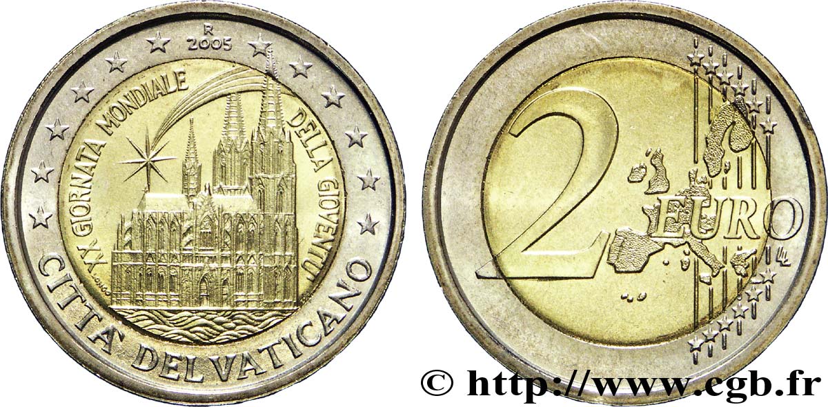 VATICAN 2 Euro XXème JOURNÉE MONDIALE DE LA JEUNESSE À COLOGNE 2005 MS