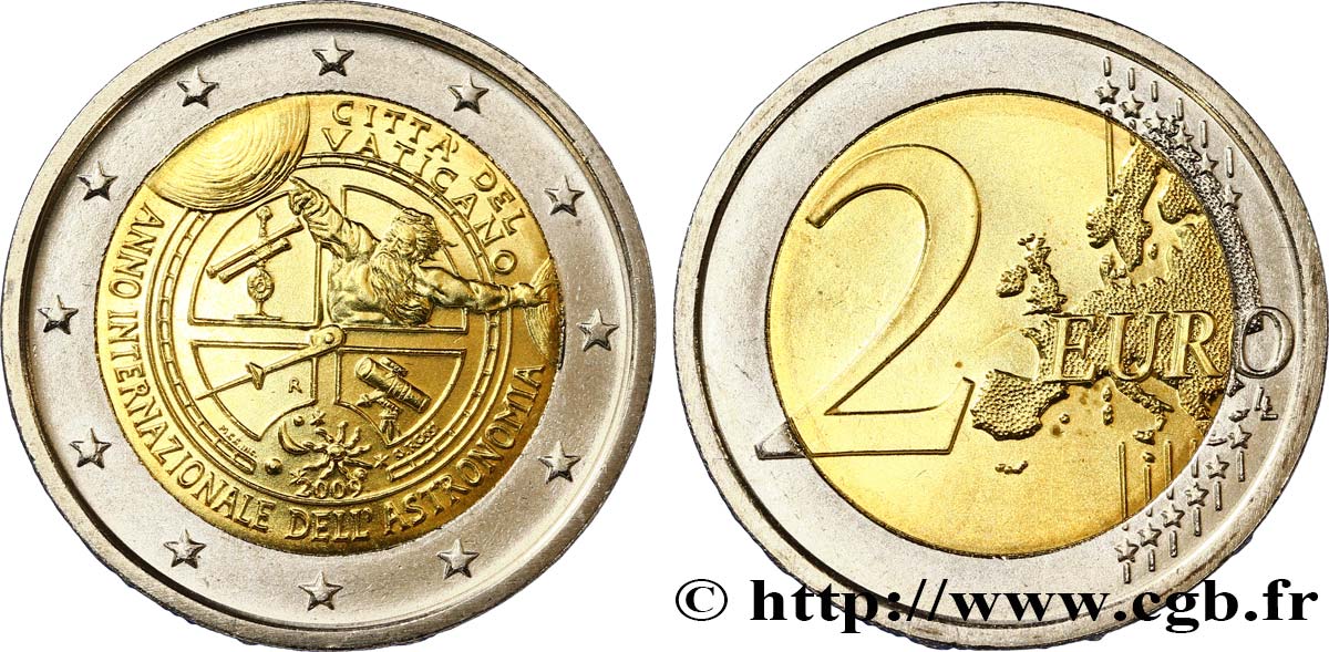 VATIKAN 2 Euro ANNÉE INTERNATIONALE DE L’ASTRONOMIE 2009