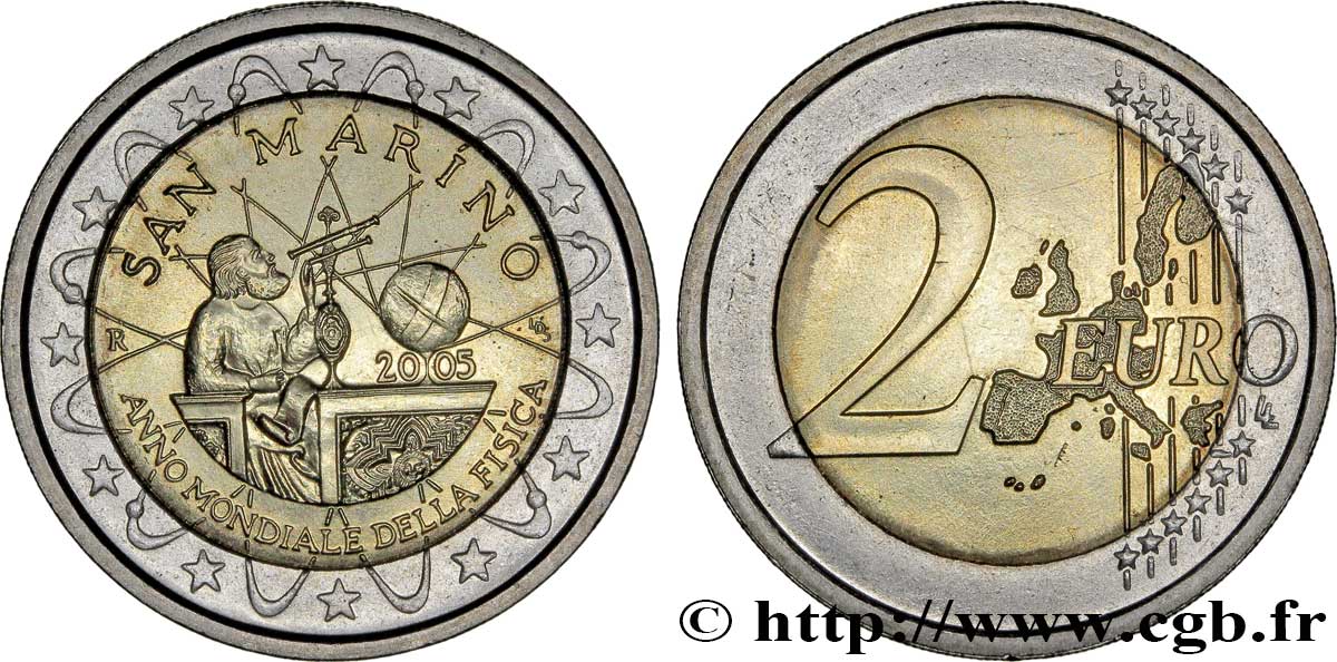 SAN MARINO 2 Euro ANNÉE MONDIALE DE LA PHYSIQUE 2005 SC