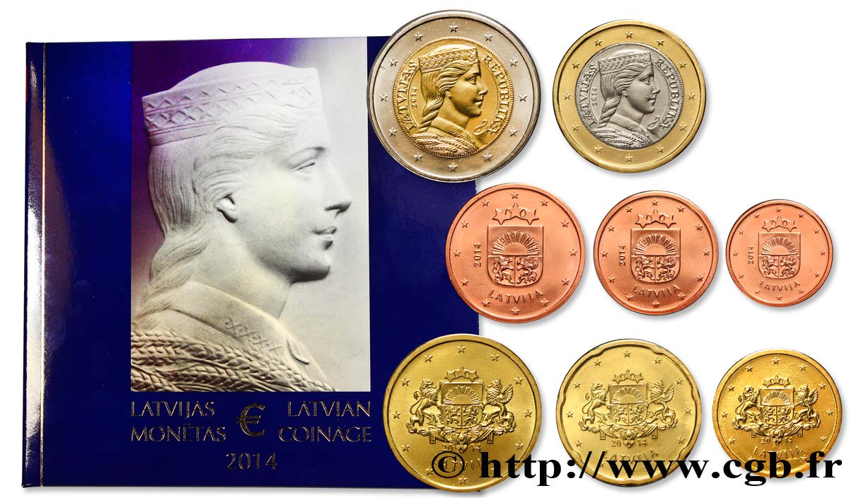LATVIA SÉRIE Euro BRILLANT UNIVERSEL 2014 MS63