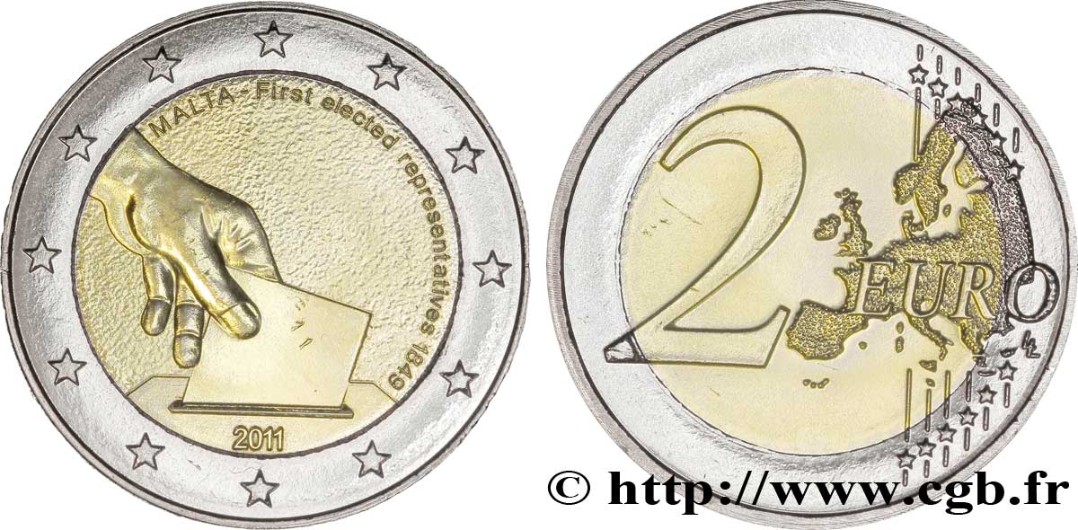 MALTA 2 Euro ÉLECTION DE 1849 2011 SC