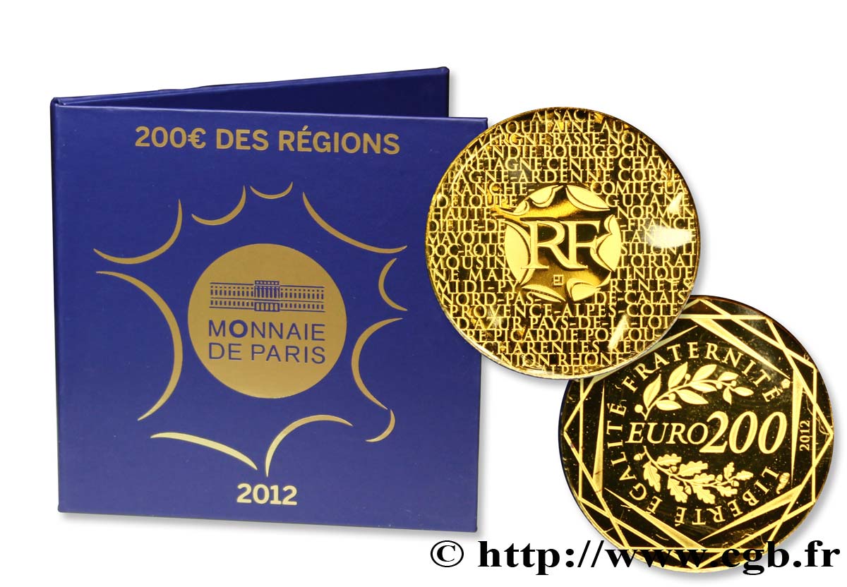 FRANKREICH 200 Euro DES RÉGIONS (or) 2012