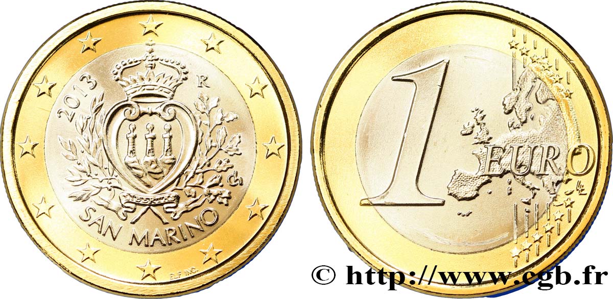 RÉPUBLIQUE DE SAINT- MARIN 1 Euro ARMOIRIES 2013 SPL
