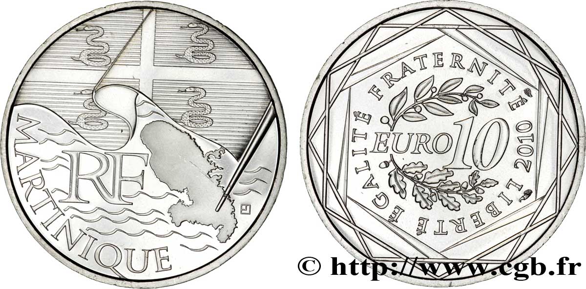 FRANCE 10 Euro des RÉGIONS - MARTINIQUE 2010 MS63