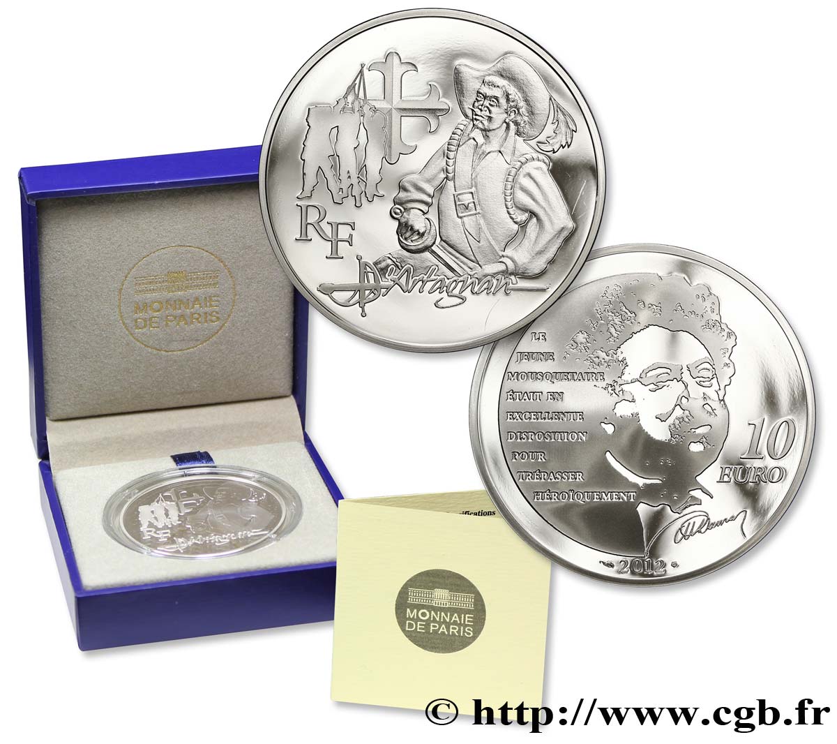 FRANCE Belle Épreuve 10 Euro d’ARTAGNAN 2012 Proof set