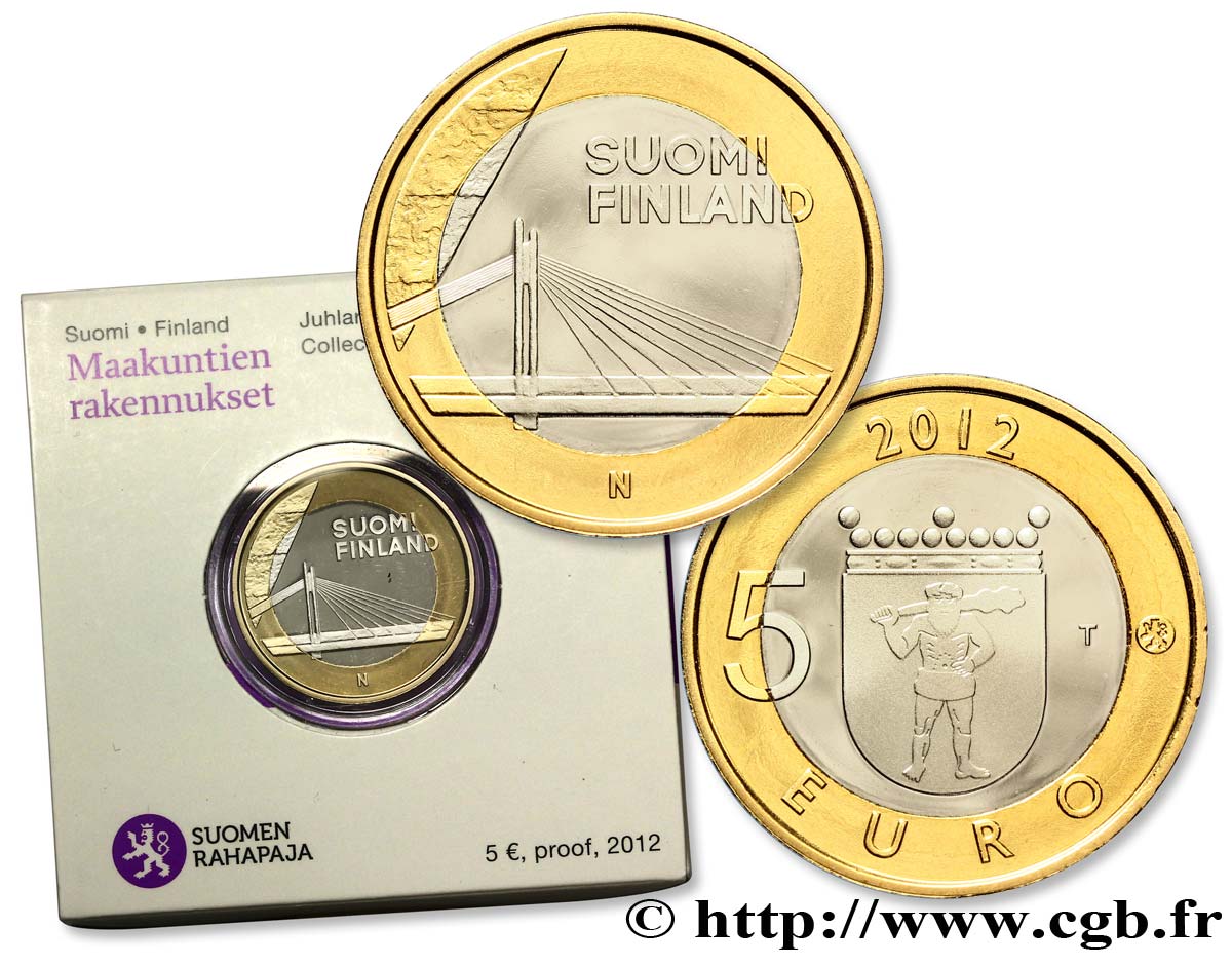 FINLANDIA Belle Épreuve 5 Euro PONT DU LUMBERJACK’S CANDLE 2012 BE
