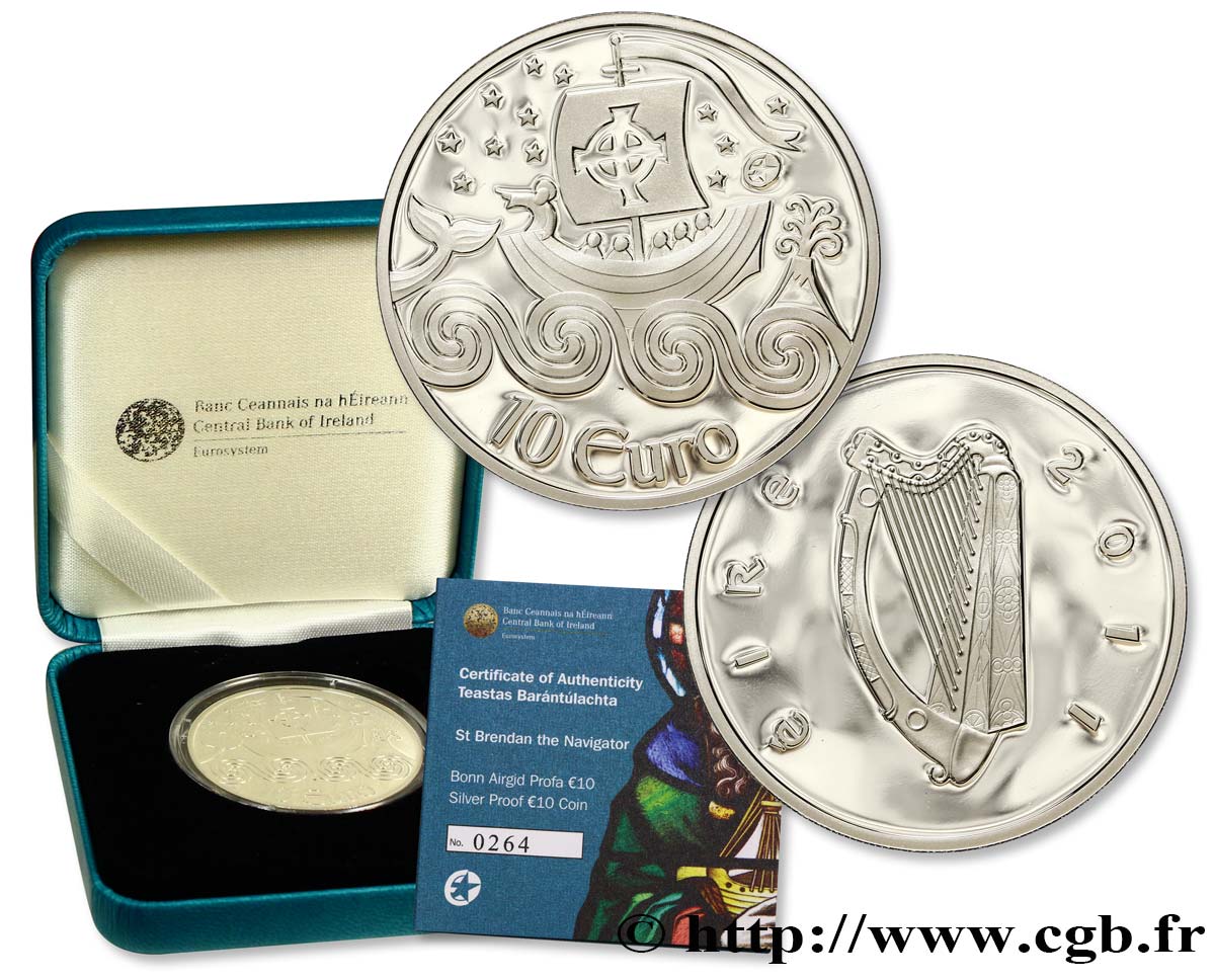 IRLAND Belle Épreuve 10 Euro SAINT BRENDAN, LE NAVIGATEUR 2011