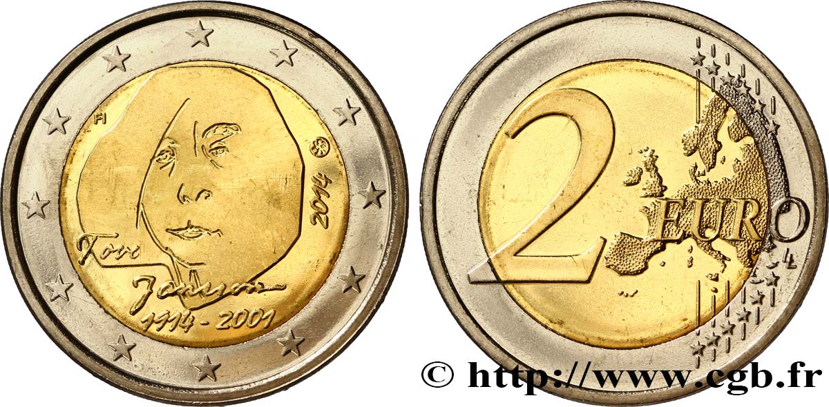 FINLAND 2 Euro TOVE JANSSON  2014 MS63