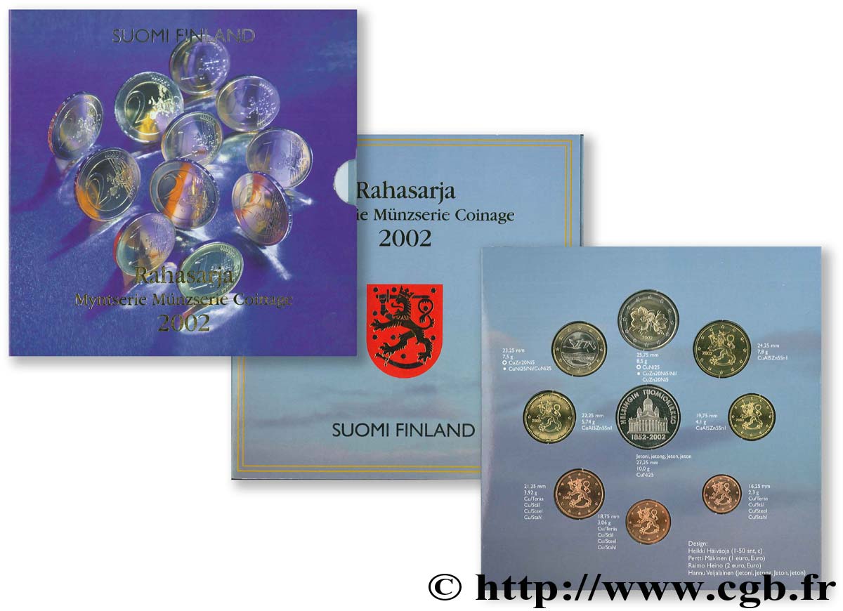 FINLANDE SÉRIE Euro BRILLANT UNIVERSEL - 150 ans de la Tuomiokirkko 2002 BU