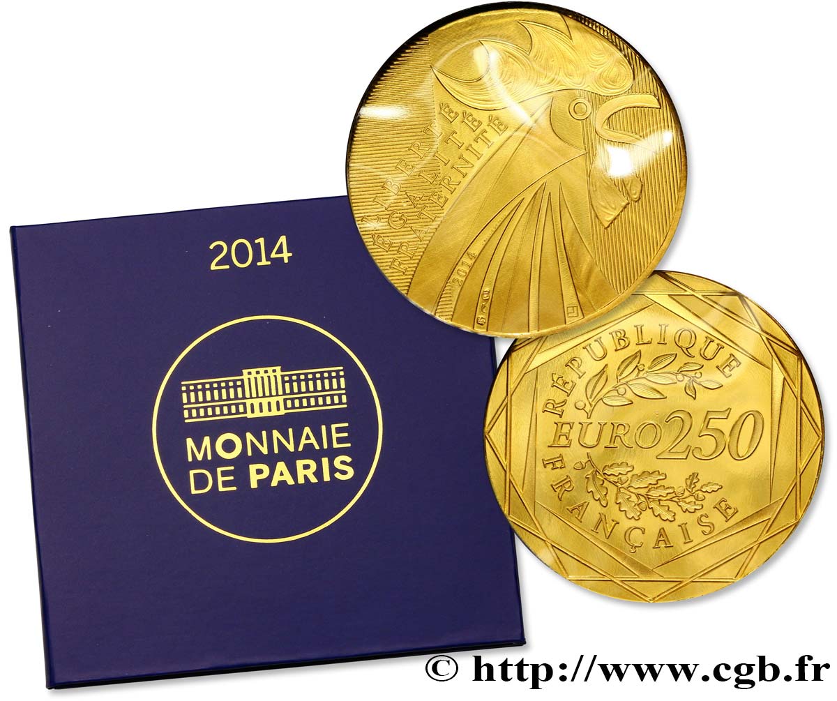 FRANCE 250 Euro COQ (or) 2014 BU