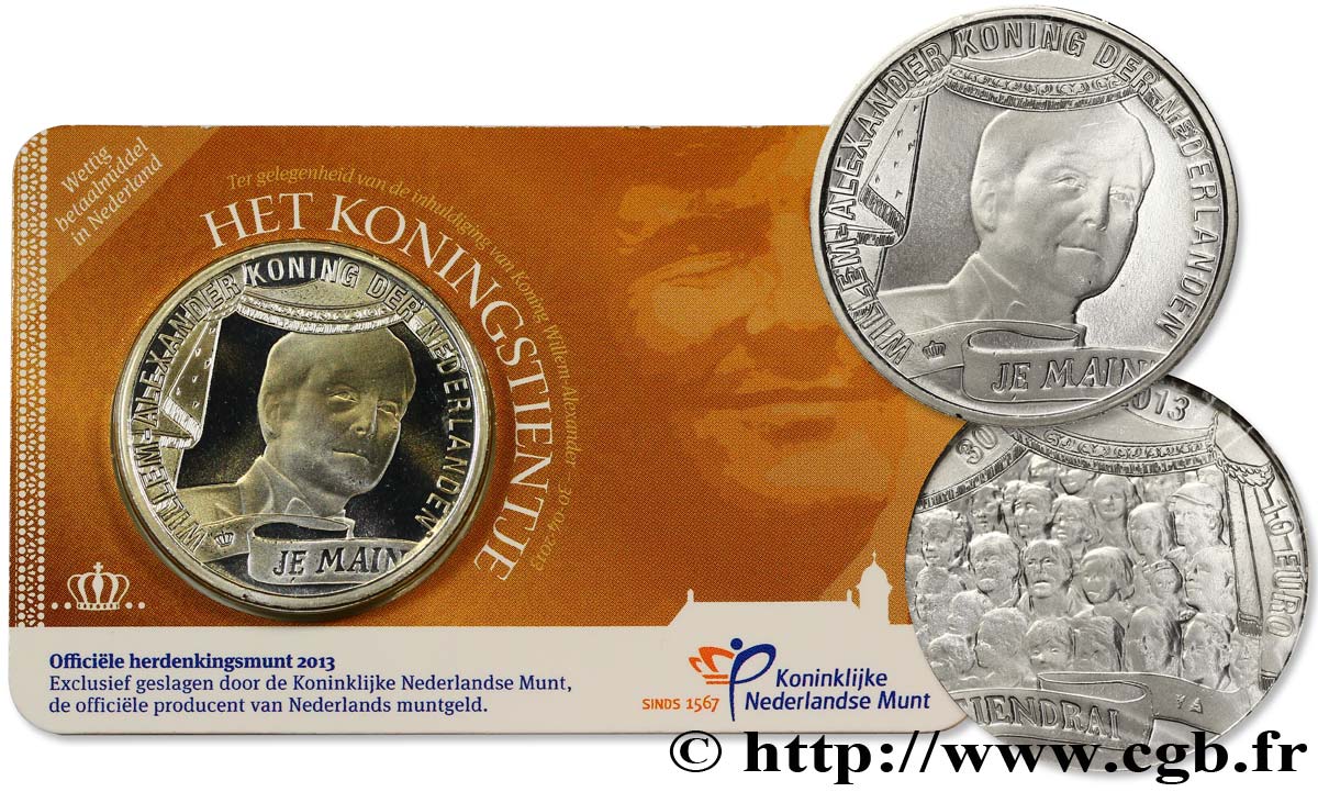 NETHERLANDS Coin-Card 10 Euro ACCESSION AU TRÔNE DE WILLEM-ALEXANDER  2013 MS63