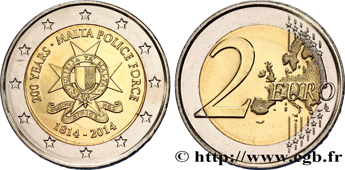 Malta 2 Euro 0e Anniversaire Des Forces De Police 14 Utrecht Feu Euro Coins