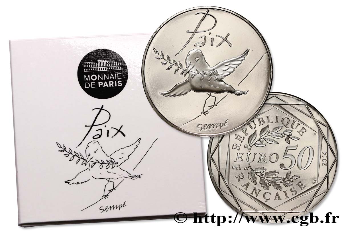 FRANCIA 50 Euro LA PAIX - printemps/été 2014 FDC