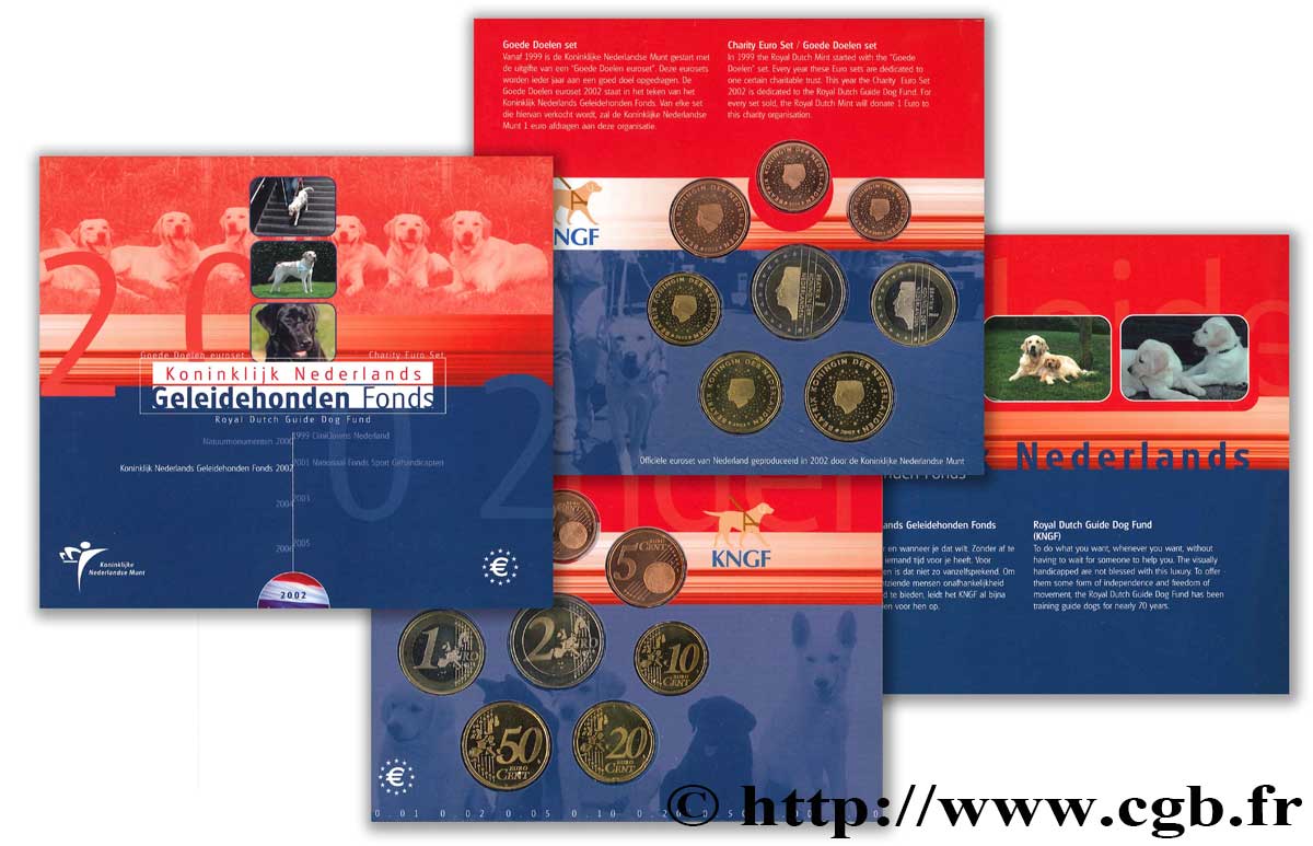 NETHERLANDS SÉRIE Euro BRILLANT UNIVERSEL - Chiens guides d aveugles 2002 Brilliant Uncirculated