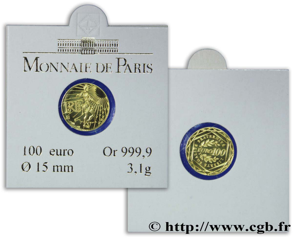 FRANCE 100 Euro LA SEMEUSE (or) 2008 Brilliant Uncirculated