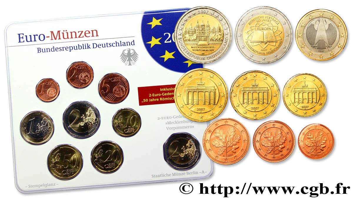 ALLEMAGNE SÉRIE Euro BRILLANT UNIVERSEL - Berlin A (9 pièces) 2007 BU